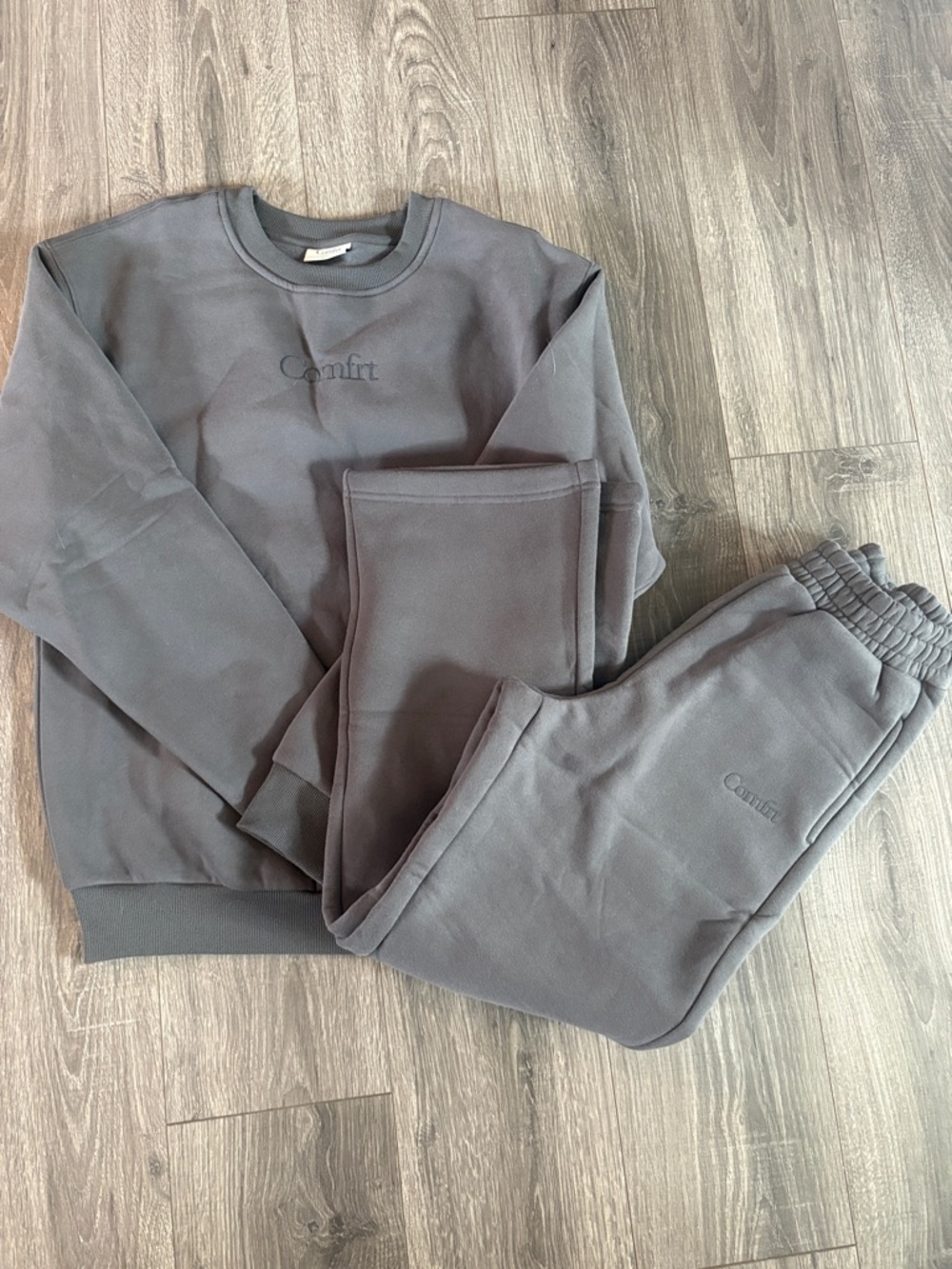 Comfort Women's Charcoal Crewneck Sweatshirt and straight leg sweats - Comfort - Picture 2 of 7